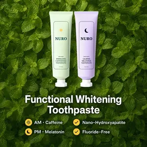NURO Functional Toothpaste Bundle – AM Energy + PM Sleep | Caffeine, Melatonin & Hydroxyapatite | Clean Vegan Toothpaste