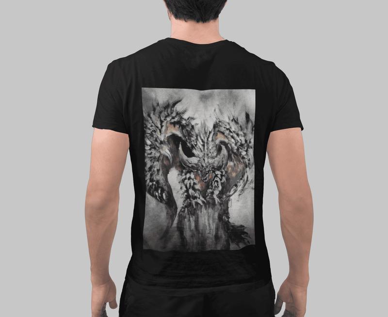 Monster Hunter Watercolor Dragon T-Shirt | Artistic Brushstroke Print | Premium Cotton Tee for Gamers & Fantasy Fans