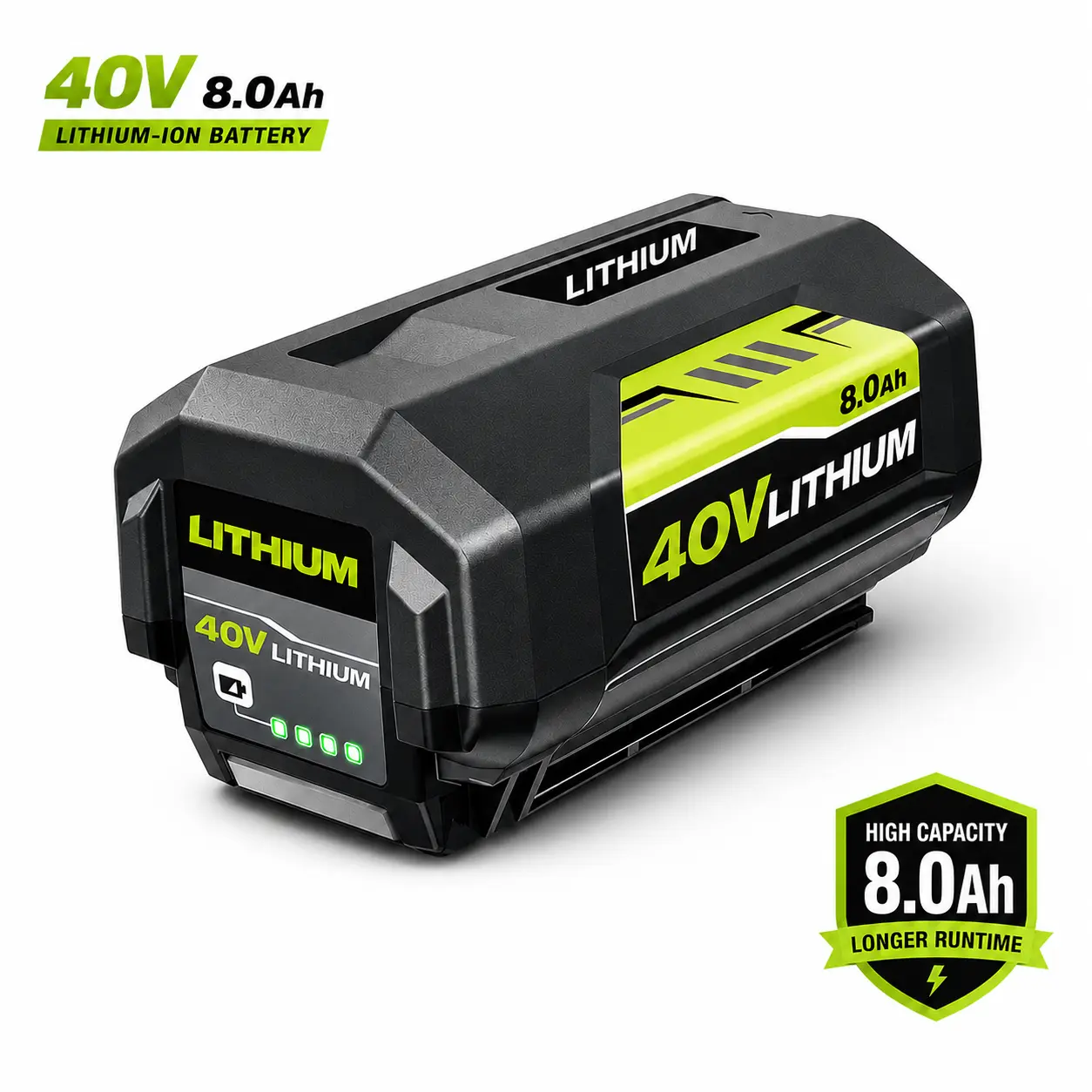 40V 8.0Ah High-Capacity Lithium-Ion Replacement Battery for Ryobi 40V Cordless Power Tools - LED Fuel Gauge, Advanced Protection