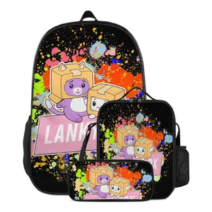 3pcs set Anime Lankybox Backpack Set Print Casual Lankybox toys backpacks Lankybox merch women Laptop Backpack With Lunch Bag  And Pencil for gifts
