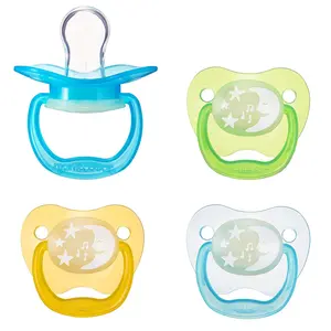 Glow-in-the-Dark Baby Pacifier Stage 1 0-6M BPA Free Assorted Colors Pack of 4 Soft Illuminations Dishwasher Safe