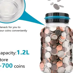 Digital Piggy Bank 1.2L Capacity Counting Coin Bank Money Saving Jar for Boys Kids Best Gift for Child Designed for All US Coins Halloween Thanksgiving Christmas Easter