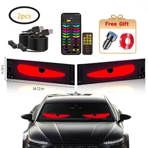 DIBMS 2PCS Bluetooth Controlled LED Devil Eyes Sign,Flex LED Display for Car, LED Sign for Car,Suitable for Windows of Cars and Small to Medium-Sized Trucks.Wireless Bluetooth LED Matrix Sign Illuminated Emblem ojos led para carro luces led para carro