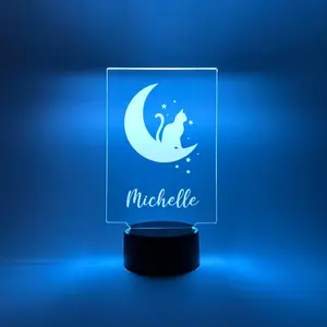 Personalized Moon Stars and Name Multi Color Acrylic Freestanding Display Stand Custom Name Room Décor Kids Bedroom Nursery Baby Shower Gift Celestial Theme Starry Sky Table Stand Boys Girls Room Décor