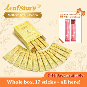 LeafStory Collagen Glow Reset Jelly (17 Sticks/7 Sticks): Orange Flavor, Collagen, Support Skin Health & Elasticity, Support Hair & Nails, Stress Relief & Nerve Health, Sugar-Free, Gluten-Free, Non-GMO, Gelatin-Free, Natural Ingredients-G
