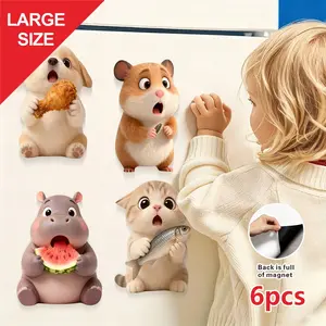 6 Pcs Large Cartoon Animal Magnet Stickers, Soft Multicolor Decorative Stickers for Kitchen Office Education, Whiteboard Magnets, Cute Refrigerator Decals