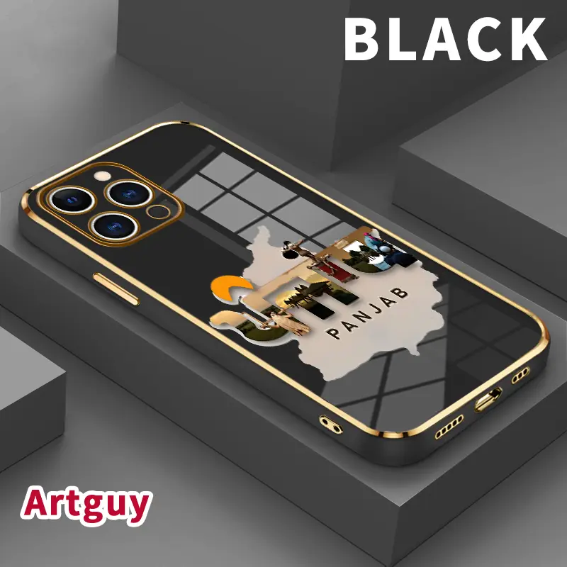 Soft TPU Mobile Phone Case for iPhone 17 Air 15 Pro Max 16 14 Plus 13 12 11 Punjab's Essence Luxury Plating TPU Silicone Glossy Anti-Oil Cover Shell