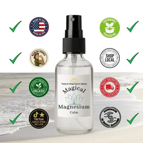 Magical Magnesium Topical Magnesium Spray for daily use Glass Bottle Topical Magnesium Oil Sensitive Body Care Eucalyptus