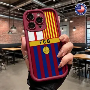 Cool Football Crest Striped Pattern Design Case for iPhone 17 16 15 14 Pro Max 13 12 11 XR XS Plus Air Slim Lightweight Shockproof Anti Drop Protective Durable TPU Cover