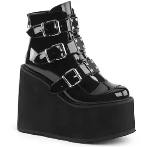 Demonia Swing-105 Black Ankle Boots for Women - Classic Footwear with Comfortable Fit and Stylish Design