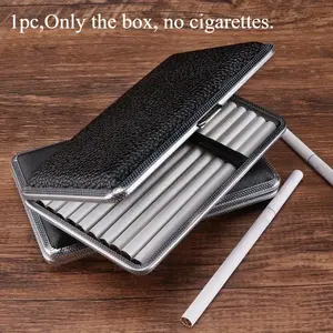1pc Leather Cigarette Case, Portable Moisture-proof Rectangular Cigarette Case, Ideal for Gifts