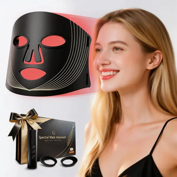 LED Light Therapy mask - Visible Results Fast, No Vision Blockage, No Battery Anxiety, Flexible 3D Fit, Visible Results with 100 LEDs & 4 Wavelengths, Clinical Data: +29% Skin Luminosity-35% Roughness