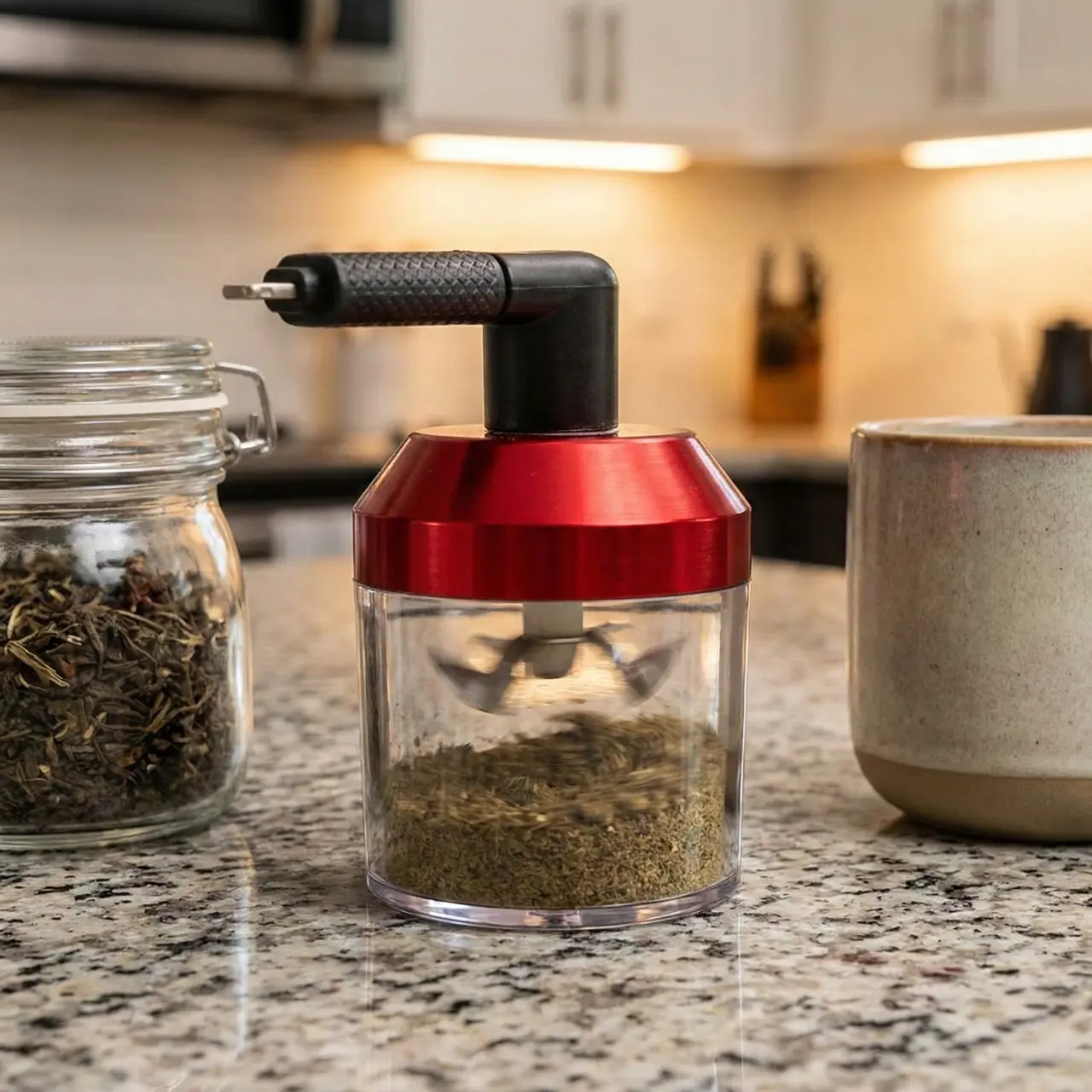 Electric Herb Grinder Rechargeable Spice Mill Portable Mini Food Processor Automatic Garlic Chopper USB Fast Charging Kitchen Gadget for Dried Herbs Spices Seasonings Coffee Beans Loose Tea