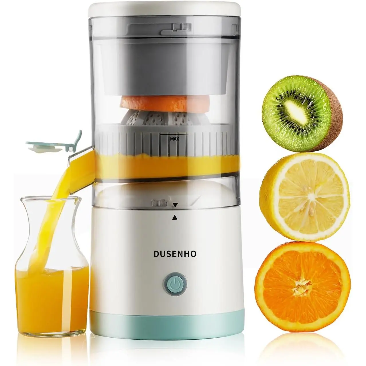 Portable USB Electric Citrus Juicer - Compact Handheld Mini Single-Speed Centrifugal Juicer with Cleaning Brush, White & Green Kitchen Appliance, Compact Centrifugal Juicers, Handheld Centrifugal Juicers