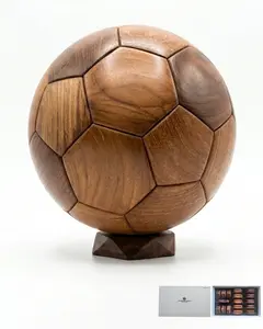 3D Wooden Soccer Ball Puzzle for Adults Mortise and Tenon Building Blocks Brain Teaser Premium Walnut and Teak or Beech Wood Desk Decor Unique Sports Fan Gift