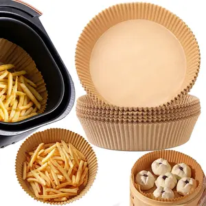 Air Fryer Disposable Paper Liner,100pcs Disposable Fryer Paper Pads, Non-Stick Air Fryer Lined Oil Resistant, Waterproof, Food Grade Baking Paper Baking Microwave Baking Paper 8" (50) box