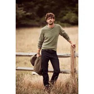 Vertical Rib Stonewash Sweater in Dark Pine