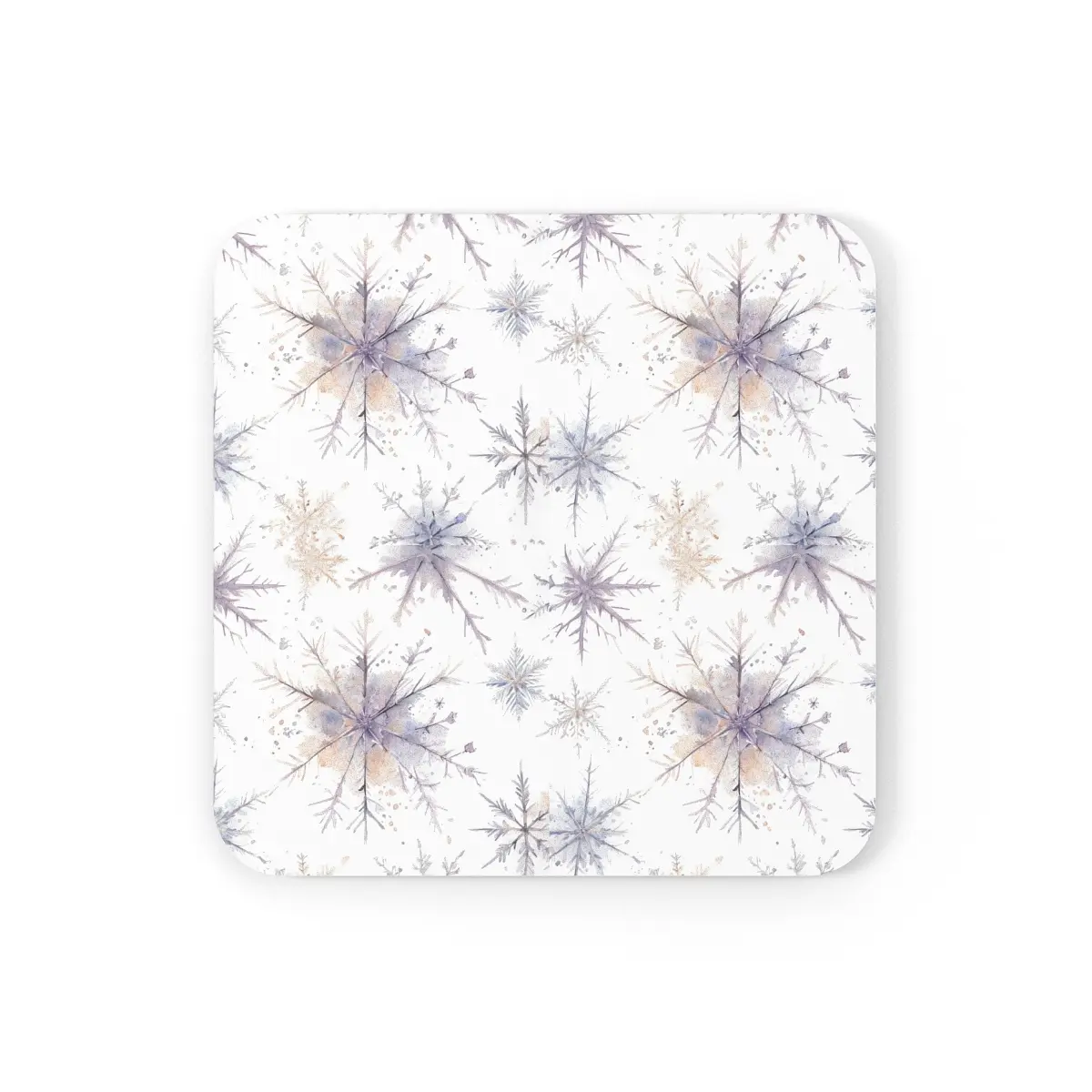 Watercolor Snowflakes Cork Back Coaster
