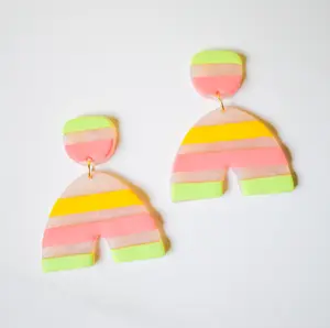 Peachy Dream Handmade Boho Clay Earrings Fun Long Summer Fashion Jewelry Gifts for Her Polymer Clay Rustic Stylish Accessory