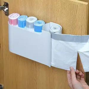 Wall-Mounted Dual-Layer Trash Bag Plastic Storage Box, Garbage Can Organizer, with Transparent Window, Space-Saving Design for Home and Office Organization