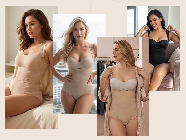 SHAPSHE Tummy Control Shapewear Bodysuit for Women Faja Body Shaper Butt Lifter Panty Girdles SHAPSHE Tummy Control Shapewear Bodysuit for Women Faja Body Shaper Butt Lifter Panty Girdles