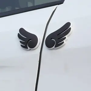 4pcs Car Door Bumper Stickers, Cute Wing Design, Body Protection Strips, Front & Rear Bumper Guard, Anti-Scratch Shock Absorbing Pads