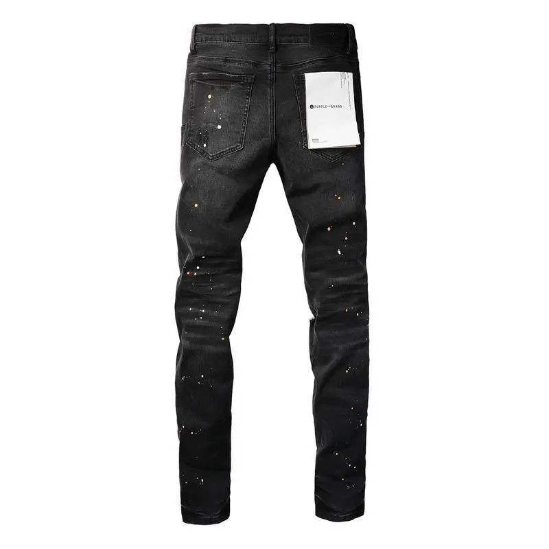 Men's jeans, casual and comfortable, perforated, fashionable straight leg slim fit jeans, torn elastic jeans, denim pants, street wear, black fabric men's clothing Men's jeans, casual and comfortable, perforated, fashionable straight leg slim fit jeans, torn elastic jeans, denim pants, street wear, black fabric men's clothing