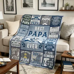 Best Papa Ever Sentimental Quote Blanket - Soft Cozy Flannel Blanket for Papa, Warm Fuzzy Plush Throw, Perfect Father's Day Birthday Christmas Gift for Dad Papa Grandpa Men Bedroom Sofa Home Decor