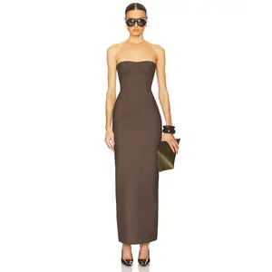 Helsa The Linear Suiting Dress in Cocoa Melange