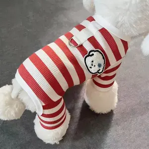 High Elasticity Striped Pet Coat, Anti-Shedding and Warm, Suitable for Bichon, Teddy, Cats, Home and Outdoors, Four-Legged Wearable
