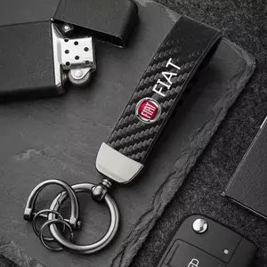 Car Carbon Fiber Keychain Anti-Loss Lanyard for Fiat Abarth 500 500C 500e Grande Panda Punto Argo Bravo 600e Doblò Qubo, Car Accessories