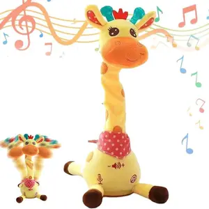 Talking and Dancing Giraffe Doll, Plush Toy Baby Interactive Retelling Toy, Luminous Music Electronic Giraffe Children's Gift, Plush Toy, Christmas Gift, Fun Toy