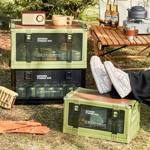 Outdoor camping storage box, car trunk organizer, multi-layer stackable thick folding box, can be seated.