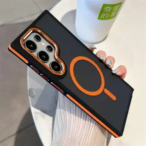 Luxury Matte Magnetic Case For Samsung Galaxy S25 S22 S23 S24 Ultra Plus S24FE S23FE Magsafe Wireless Charging Shockproof Cover