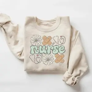 Floral Nurse Sweatshirt T-Shirt, Stethoscope Nurses Pullover, Cute Casual Wear Shirt For Nurse, Nurse Appreciation Gift