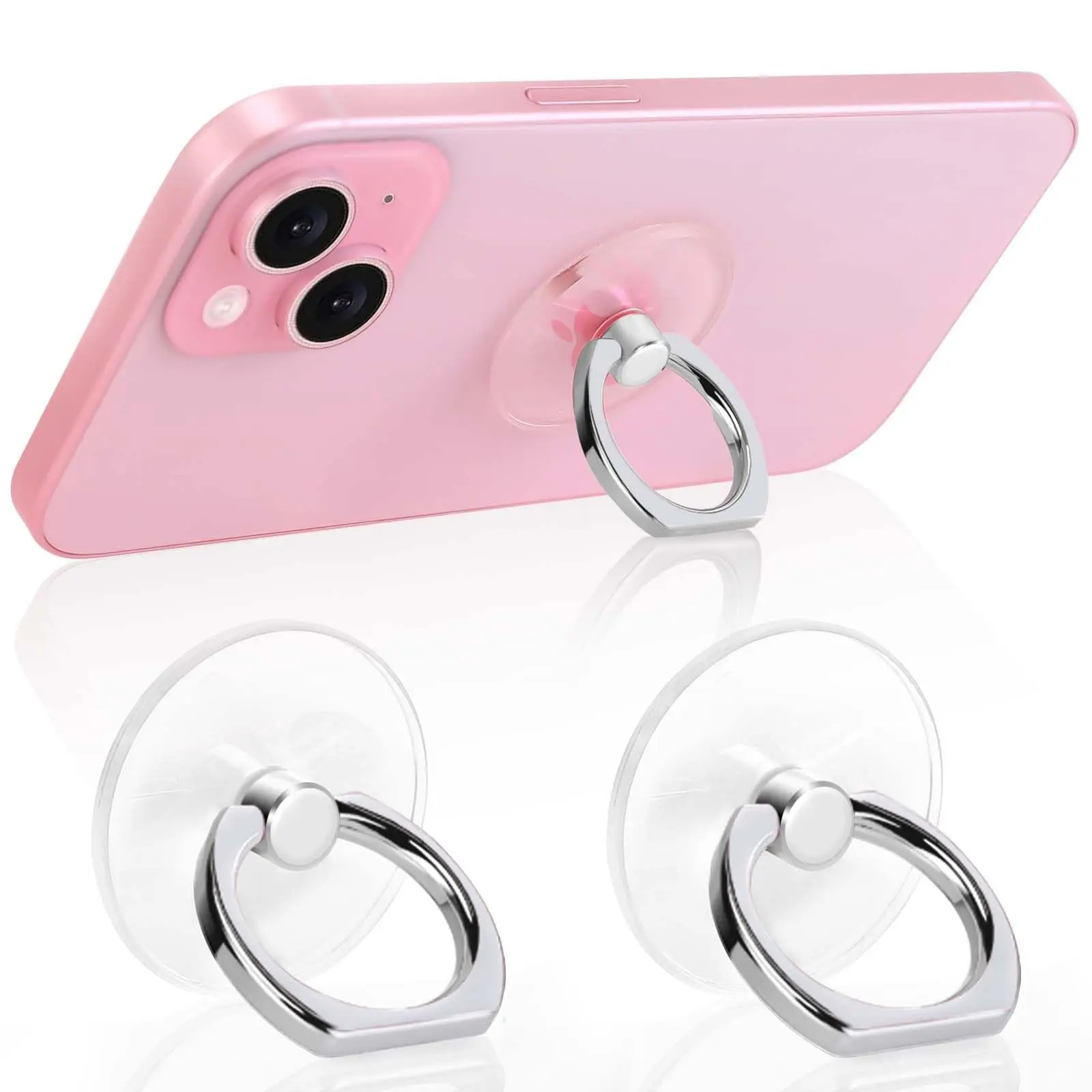 2 Pack SOITPOP Cell Phone Ring Holder, Transparent Ring Holder, Rotating Ring Holder 360°Rotation Finger Ring Stand, Grip, Phone Kickstand Phone Accessory Compatible with Most of Phones, Tablet and Case