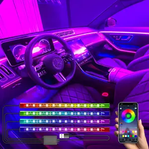 Interior  Lights,   LED Strip Light 48 LED DIY 16 Million Colors Microphone App Control  Phone Music Sync RGB Under Dash   Lighting Kit with  Charger, USB DC 12V