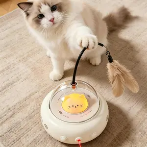 Automatic Interactive Cat Teaser Toy Self-Playing Laser Feather Combo Smart Pet Toy to Keep Your Kitten Busy Relieve Boredom All Day No More Lonely Cats