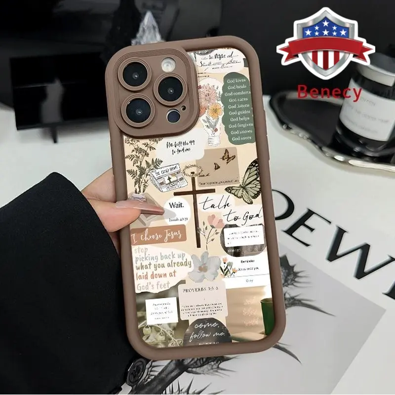 TPU Protective Cellphone Case for iPhone 11-17, XR, XS, Air, Plus, Pro Max - Christ Cross Bible Design, Handheld Devices Accessories, Shockproof, Drop Protection, Durable Soft Silicone Cover, Grip With Ease, Matte Finish Feels Easy To Hold