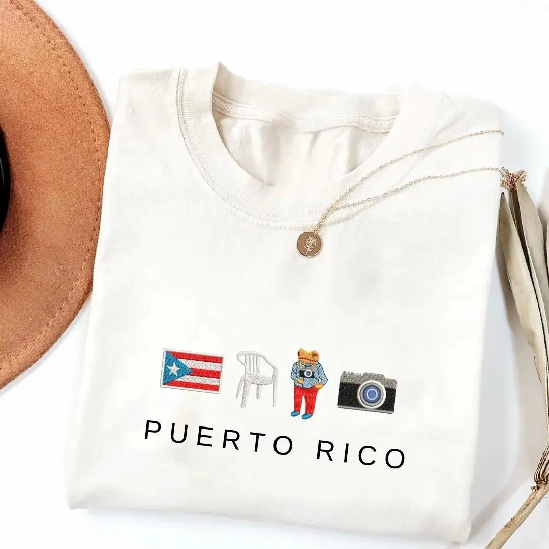 DTMF Puerto Rico Embroidered Tshirt, Embroidered Adult Sweatshirt, Embroidered Hoodie, Custom Tee, Women's Embroidered Tshirt