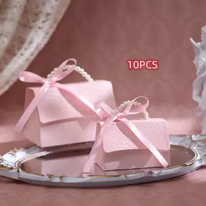 10pcs Embossed Floral Candy Boxes Mini Gift Bags Paper Box Set, Party Gift Packs, Elegant Packaging Solution for Weddings Parties Gifts Decorations