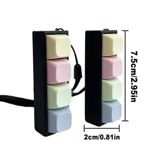 4-Key Mechanical Keyboard Keychain Accessory, 7.5cm/2.95in Height, Macaron-Shaped Keycaps, Playful Puff Toy, Male Stress Reliever for Relaxation, Aesthetics Keyboard Setup Addition