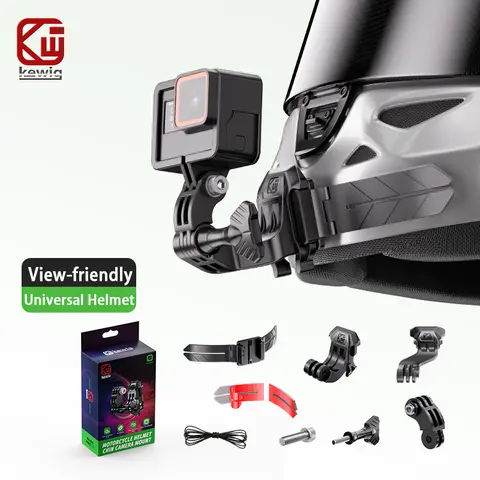KEWIG Adjustable Motorcycle Helmet Chin Mount - High-Strength Nylon Fibers + Metal Camera Holder, Full-Face Fit, Anti-Shake, Waterproof, Lock, Universal for GoPro Hero 14/13/12, DJI Osmo Action, Insta360 (Ideal for Riding)