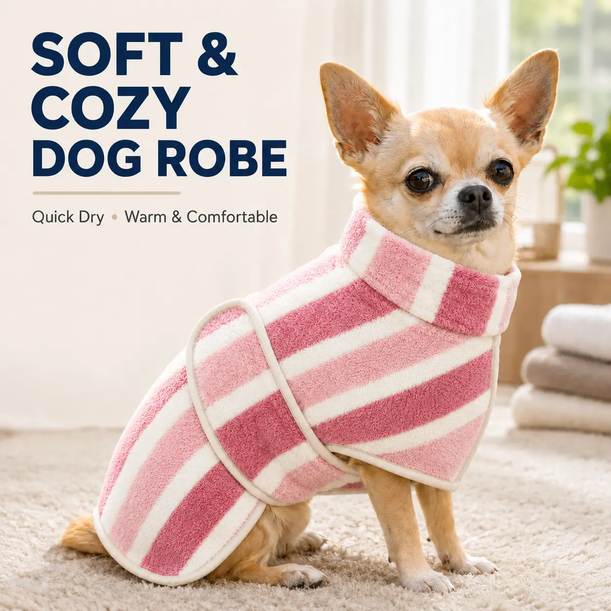 Quick Dry Dog Towel Robe, Super Absorbent Pet Bathrobe, Soft Fast Drying Coat for Dogs, Keeps Pets Warm and Dry After Bath machine washable home clothes