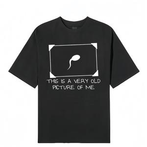 Men's Round Neck Shortsleeve Graphic Tee - Breathable Men's Wear Fashion Top, Unisex Casual Streetwear with Funny Reproductive Cell Graphic & 'Very Old Picture of Me' Slogan for Summer, Outdoor Fun