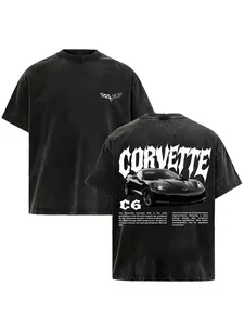 [KM 100%cotton]Vintage Washed Corvette C6 Graphic T-Shirt,  Washed Racing Car Tee, 100% Cotton Crewneck, Classic Sports Car Merch for Men & Boys, Trendy Retro Unisex Top good funny