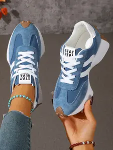 Women's New Thick Sole Casual Shoes, Patchwork Laces, Breathable Anti-Slip Sports Shoes, Ideal for Outdoor Activities and Daily Commute, Breathable Athletic Sneakers