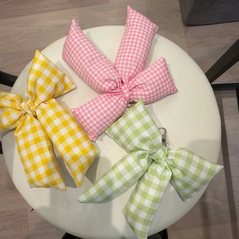 Puffy Gingham Bow Bag Charm