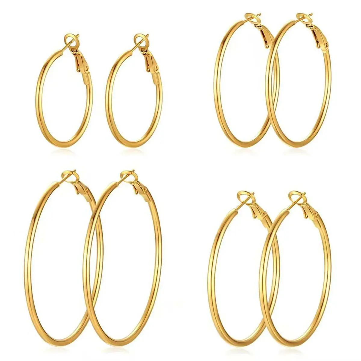 Women's Metal Thin Hoop Earrings - Lightweight 30mm/40mm/50mm/60mm Large Round, Elegant Classic Minimalist Daily Jewelry, Clean Girl Female Gift