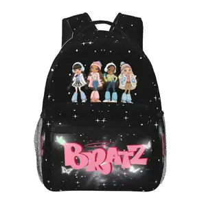BRATZ large-capacity all-over print casual daypack for outdoor sports and office; cartoon merch laptop backpack school bag gift for boys and girls